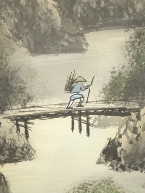 道具 ] - 道具 高雅筆 彩色山水 肉筆絹本掛軸（共箱） | ネット